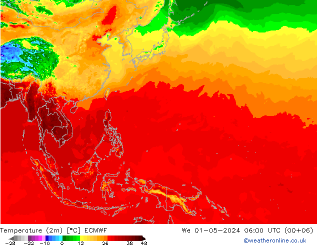 température (2m) ECMWF mer 01.05.2024 06 UTC