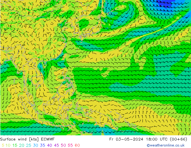 Wind 10 m ECMWF vr 03.05.2024 18 UTC