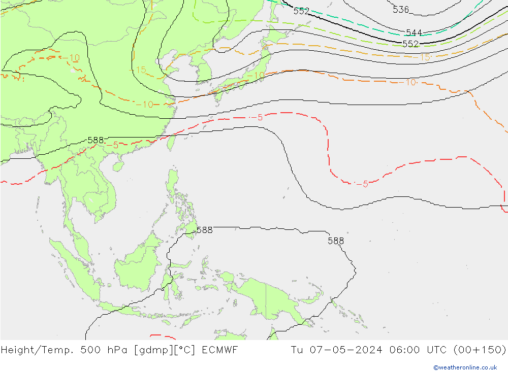 Height/Temp. 500 hPa ECMWF Di 07.05.2024 06 UTC