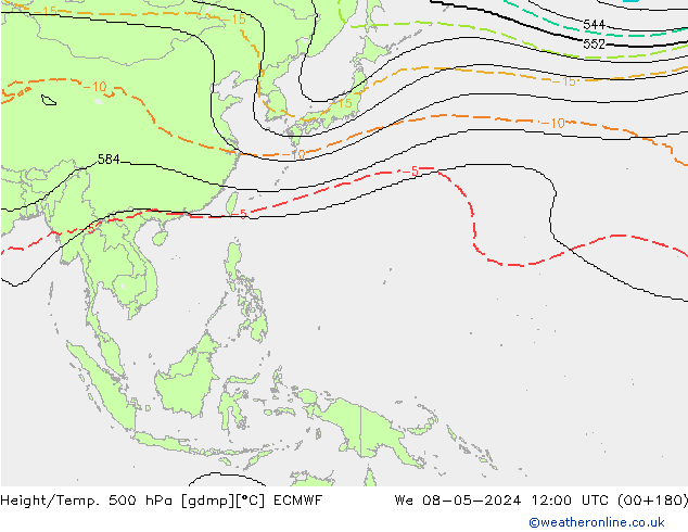 Géop./Temp. 500 hPa ECMWF mer 08.05.2024 12 UTC