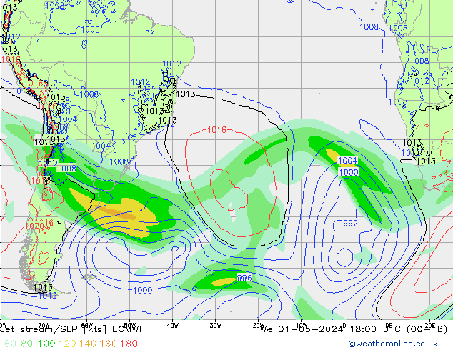 Jet stream/SLP ECMWF We 01.05.2024 18 UTC