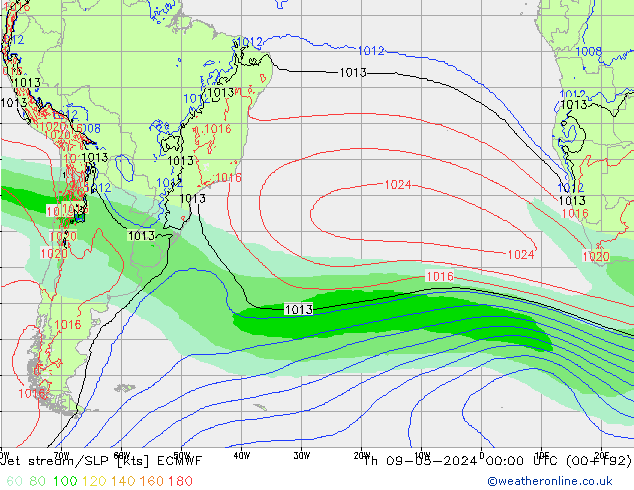 Jet stream/SLP ECMWF Th 09.05.2024 00 UTC