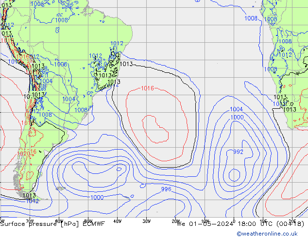 pression de l'air ECMWF mer 01.05.2024 18 UTC
