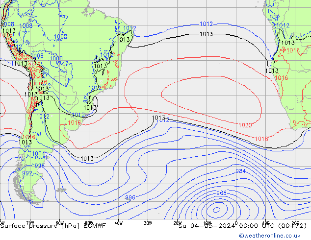 Surface pressure ECMWF Sa 04.05.2024 00 UTC