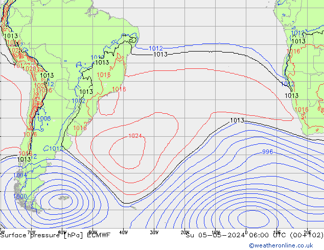 Surface pressure ECMWF Su 05.05.2024 06 UTC