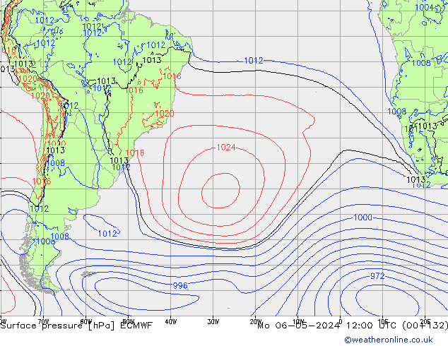 Atmosférický tlak ECMWF Po 06.05.2024 12 UTC