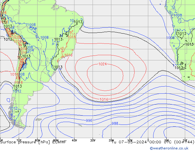 Surface pressure ECMWF Tu 07.05.2024 00 UTC