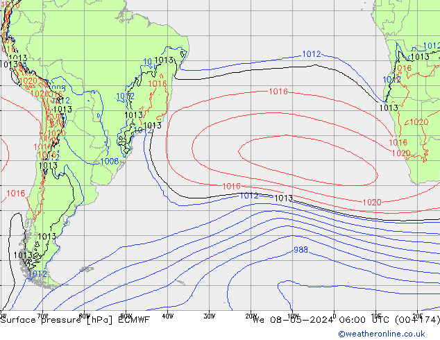 Surface pressure ECMWF We 08.05.2024 06 UTC