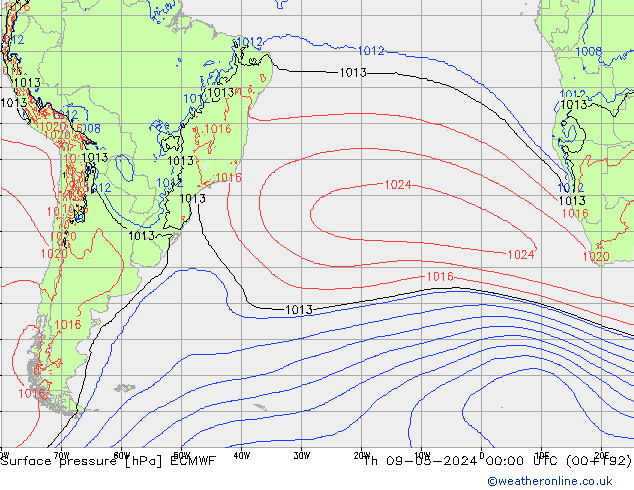 Luchtdruk (Grond) ECMWF do 09.05.2024 00 UTC