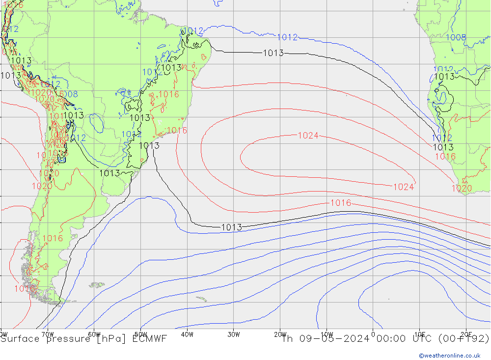 Surface pressure ECMWF Th 09.05.2024 00 UTC