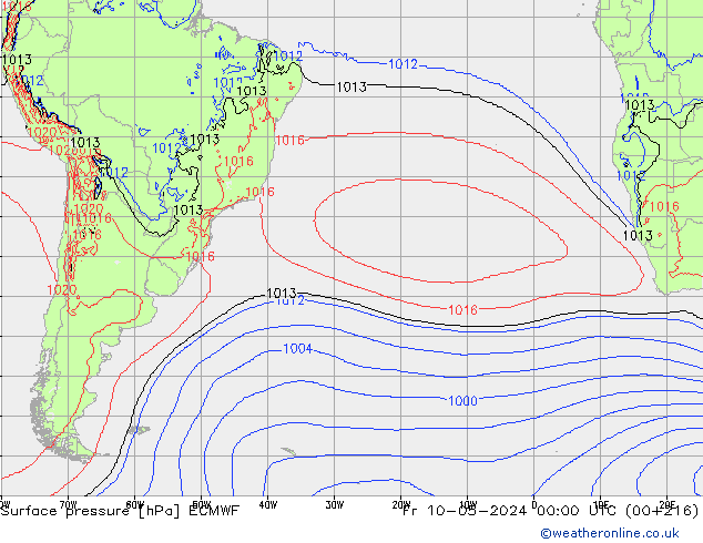 Surface pressure ECMWF Fr 10.05.2024 00 UTC