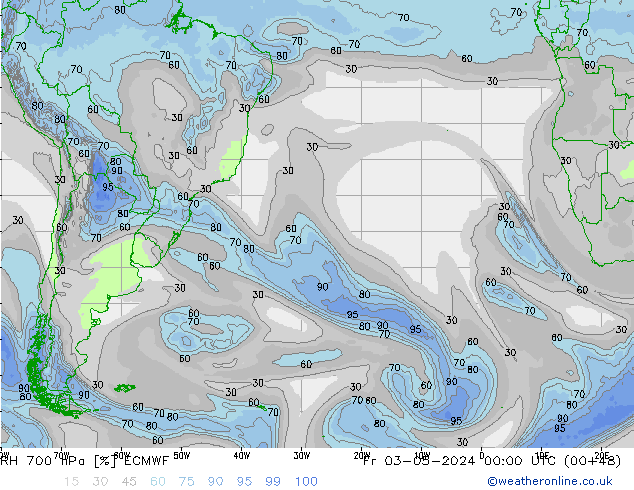 RH 700 hPa ECMWF Fr 03.05.2024 00 UTC