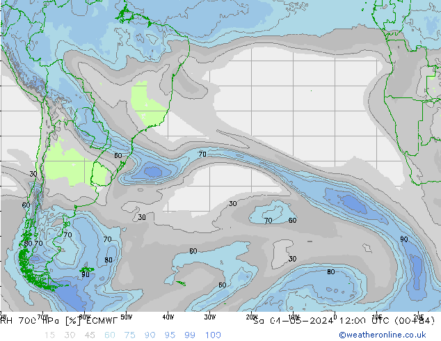 RH 700 hPa ECMWF so. 04.05.2024 12 UTC