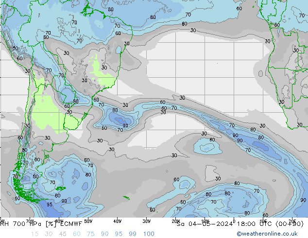 RH 700 hPa ECMWF So 04.05.2024 18 UTC