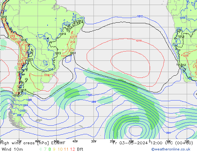 High wind areas ECMWF Fr 03.05.2024 12 UTC