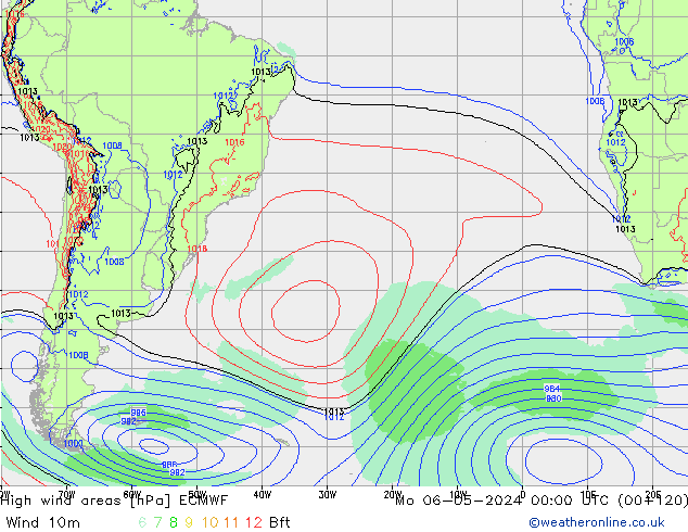 High wind areas ECMWF lun 06.05.2024 00 UTC