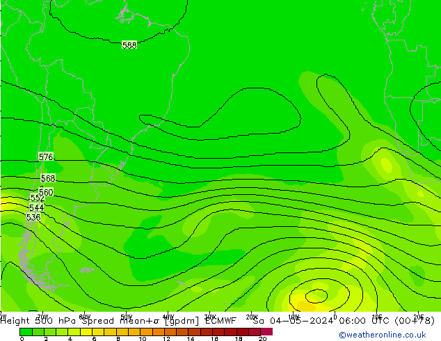 Height 500 hPa Spread ECMWF Sa 04.05.2024 06 UTC