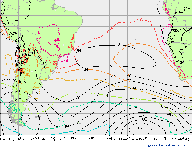 Height/Temp. 925 hPa ECMWF So 04.05.2024 12 UTC