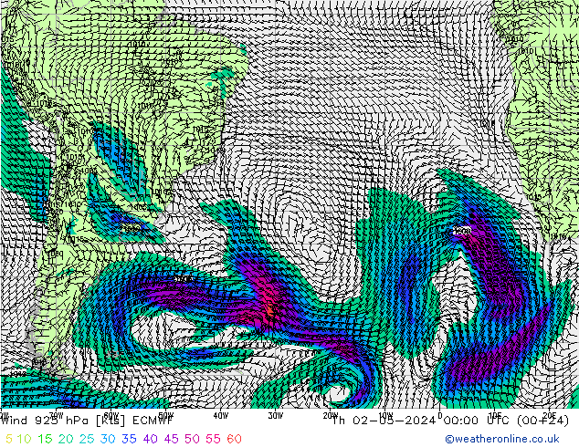 Wind 925 hPa ECMWF Th 02.05.2024 00 UTC