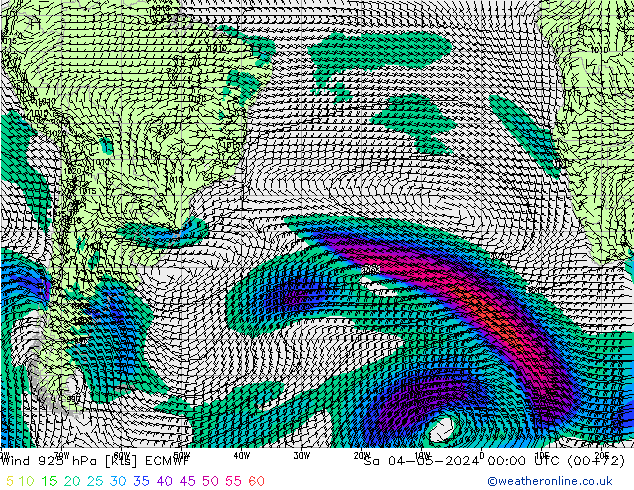 Vento 925 hPa ECMWF Sáb 04.05.2024 00 UTC