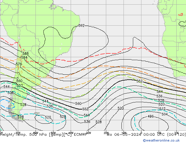 Height/Temp. 500 hPa ECMWF Mo 06.05.2024 00 UTC