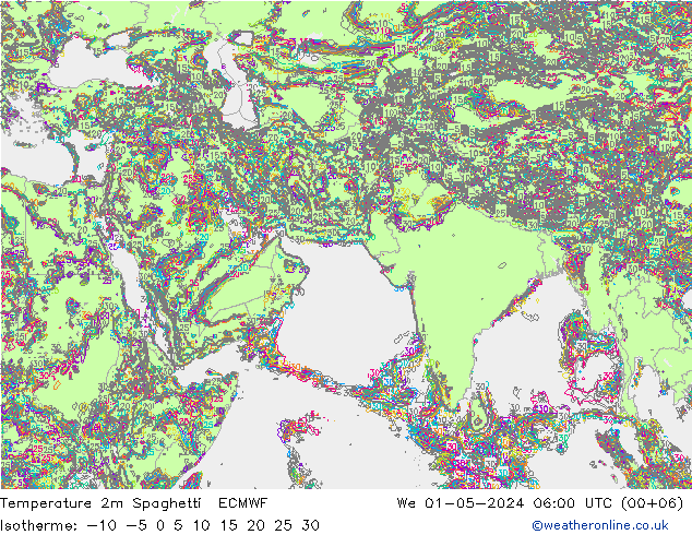 карта температуры Spaghetti ECMWF ср 01.05.2024 06 UTC