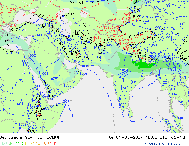 Jet stream/SLP ECMWF We 01.05.2024 18 UTC