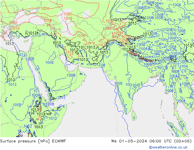 pressão do solo ECMWF Qua 01.05.2024 06 UTC