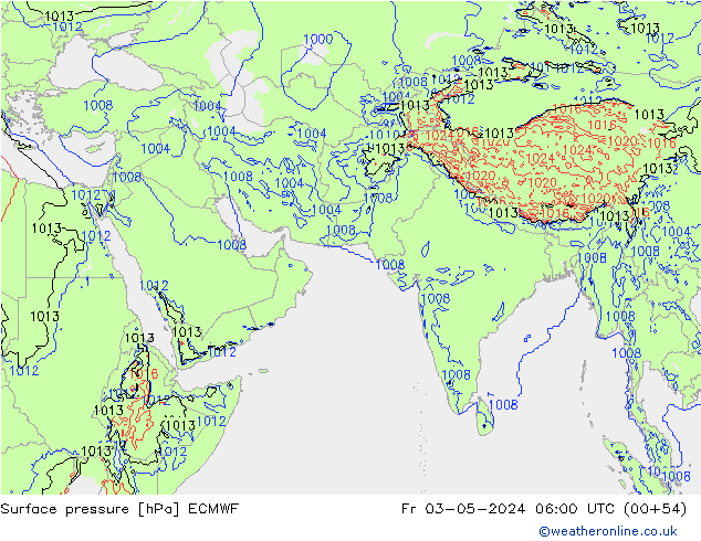 Presión superficial ECMWF vie 03.05.2024 06 UTC