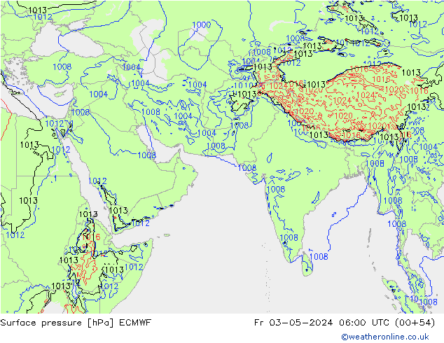 Surface pressure ECMWF Fr 03.05.2024 06 UTC