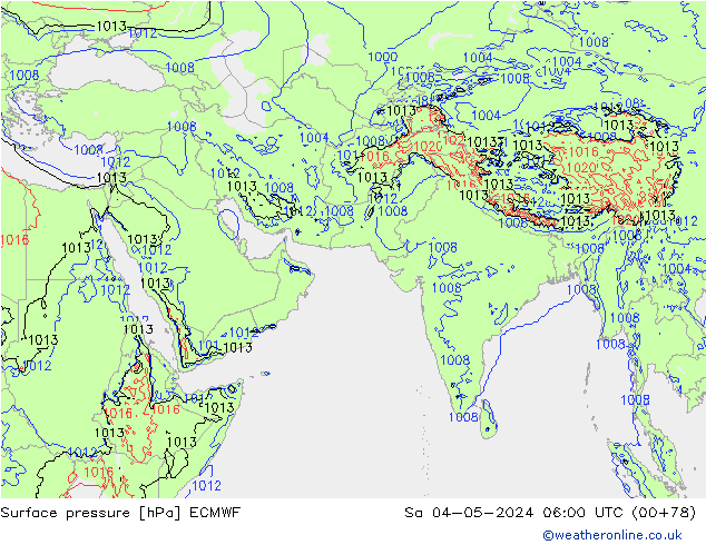 Presión superficial ECMWF sáb 04.05.2024 06 UTC