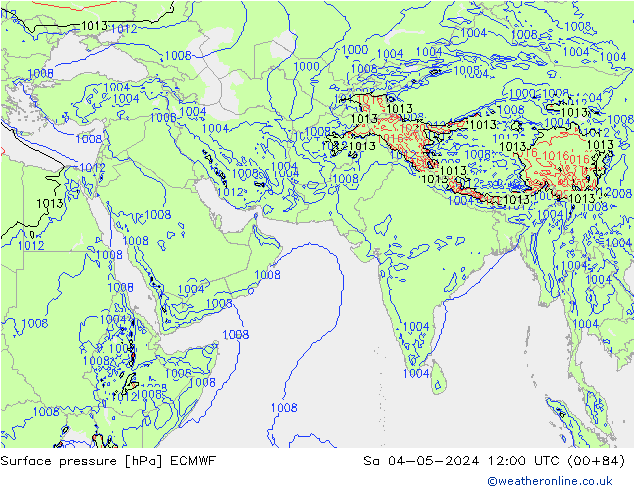 Presión superficial ECMWF sáb 04.05.2024 12 UTC