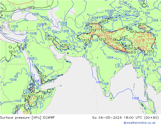 Surface pressure ECMWF Sa 04.05.2024 18 UTC