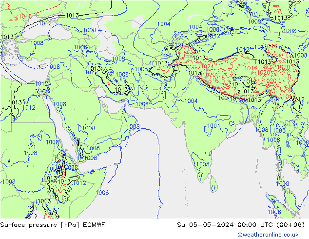 Pressione al suolo ECMWF dom 05.05.2024 00 UTC