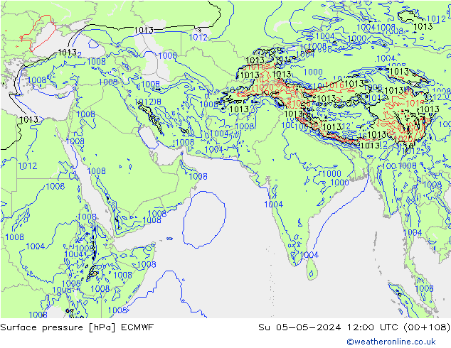 Yer basıncı ECMWF Paz 05.05.2024 12 UTC