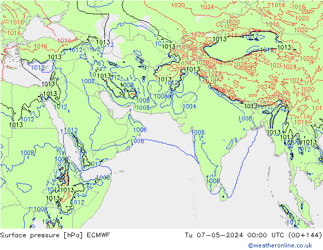 Presión superficial ECMWF mar 07.05.2024 00 UTC