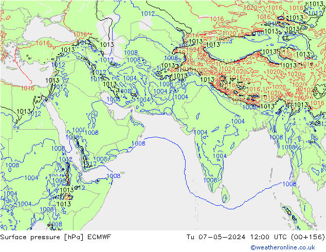 Atmosférický tlak ECMWF Út 07.05.2024 12 UTC