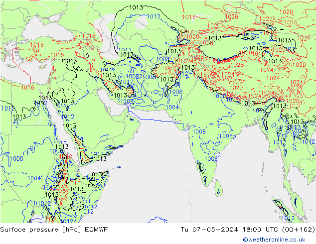 Atmosférický tlak ECMWF Út 07.05.2024 18 UTC