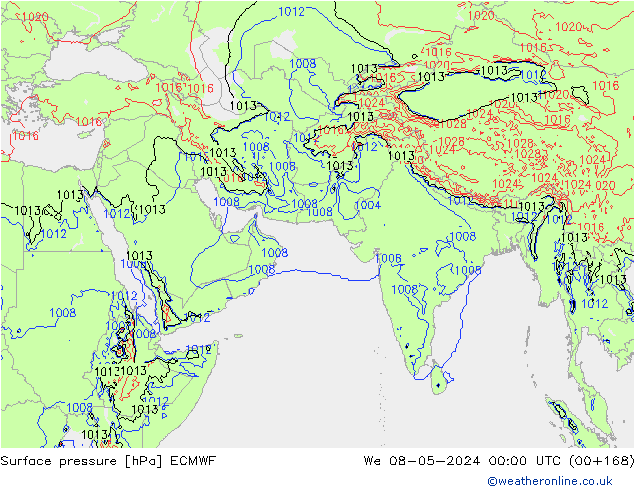 Atmosférický tlak ECMWF St 08.05.2024 00 UTC