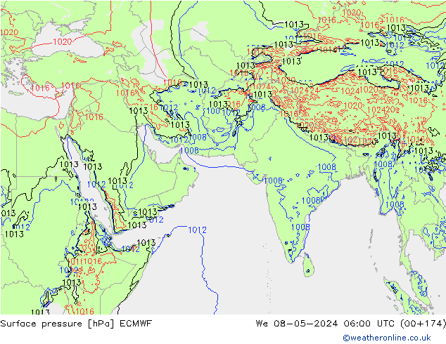 pression de l'air ECMWF mer 08.05.2024 06 UTC