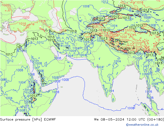 pressão do solo ECMWF Qua 08.05.2024 12 UTC