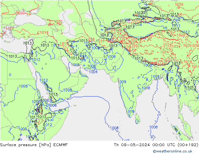 Surface pressure ECMWF Th 09.05.2024 00 UTC