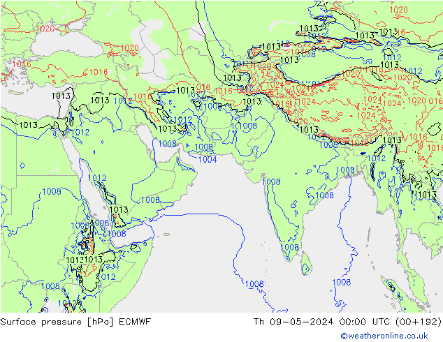 приземное давление ECMWF чт 09.05.2024 00 UTC