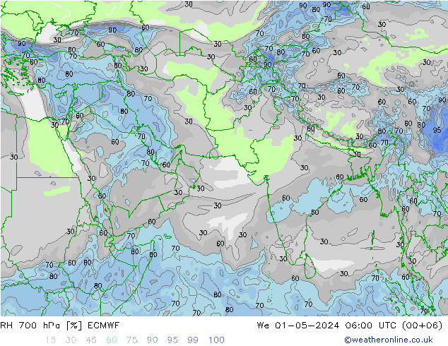 RH 700 hPa ECMWF St 01.05.2024 06 UTC