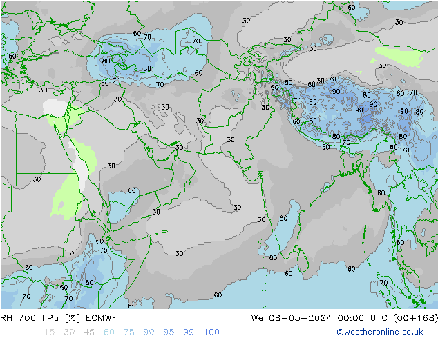 RH 700 hPa ECMWF  08.05.2024 00 UTC