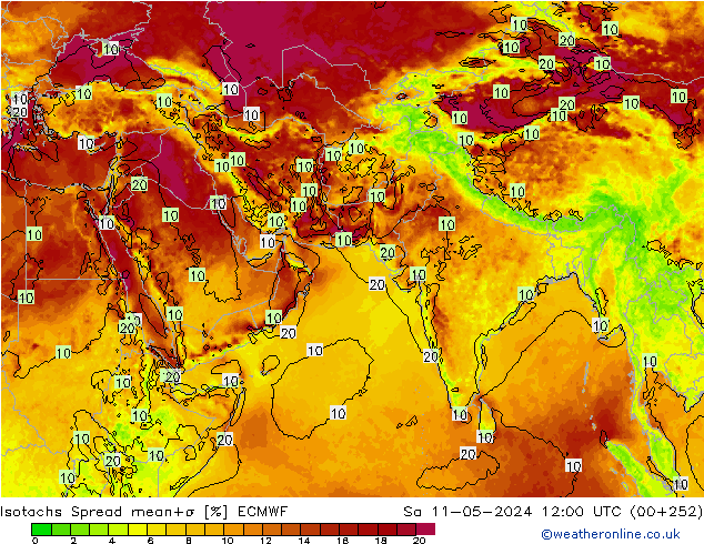 Isotachs Spread ECMWF So 11.05.2024 12 UTC