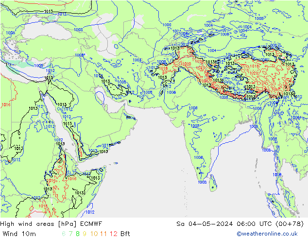 High wind areas ECMWF sab 04.05.2024 06 UTC