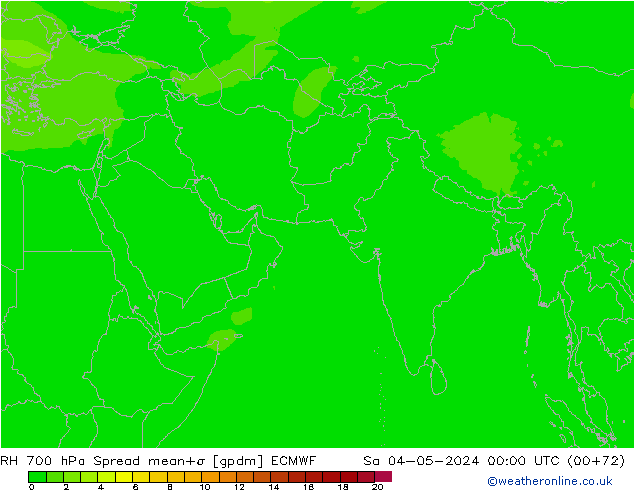 RH 700 hPa Spread ECMWF sab 04.05.2024 00 UTC