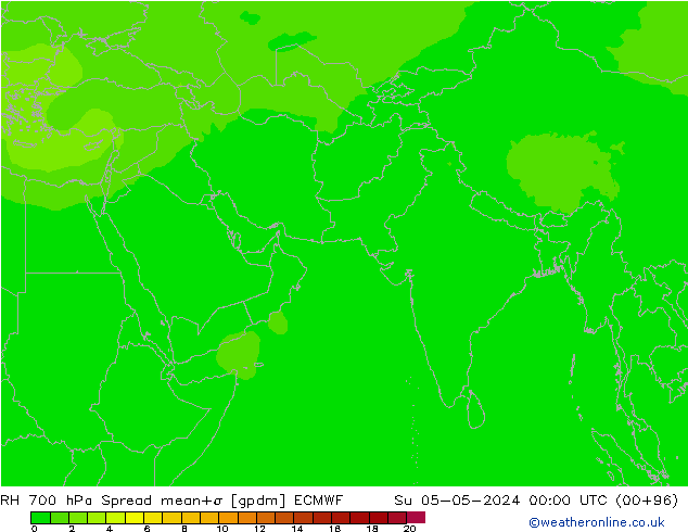 RH 700 hPa Spread ECMWF Ne 05.05.2024 00 UTC