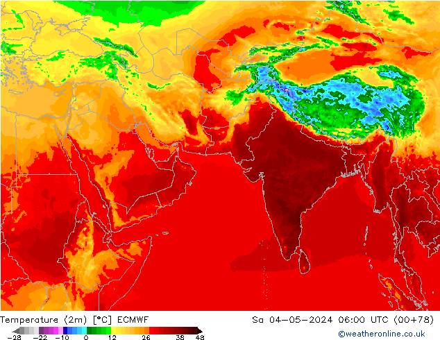 Temperatura (2m) ECMWF sab 04.05.2024 06 UTC